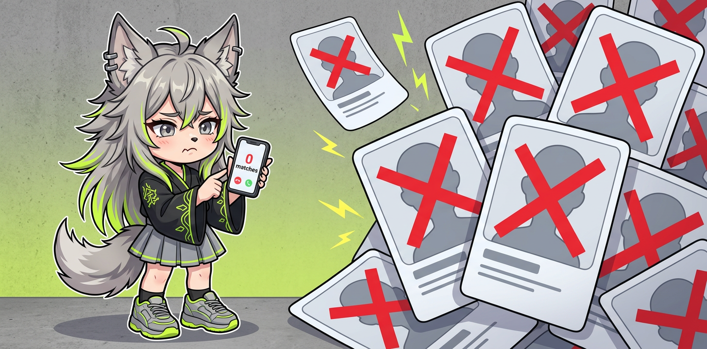 マッチングアプリでなかなか出会えなくて悩む女性