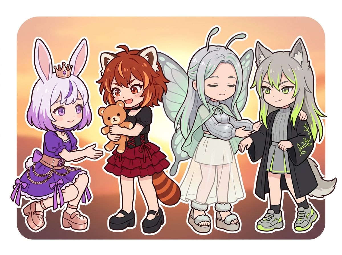 支え合う関係を表すキャラクターたち