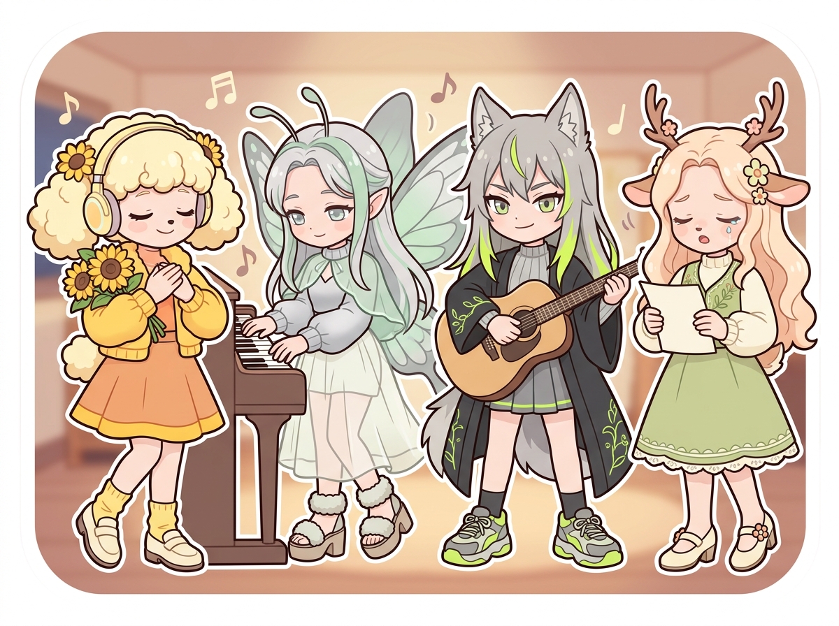 音楽で癒されるキャラクターたち