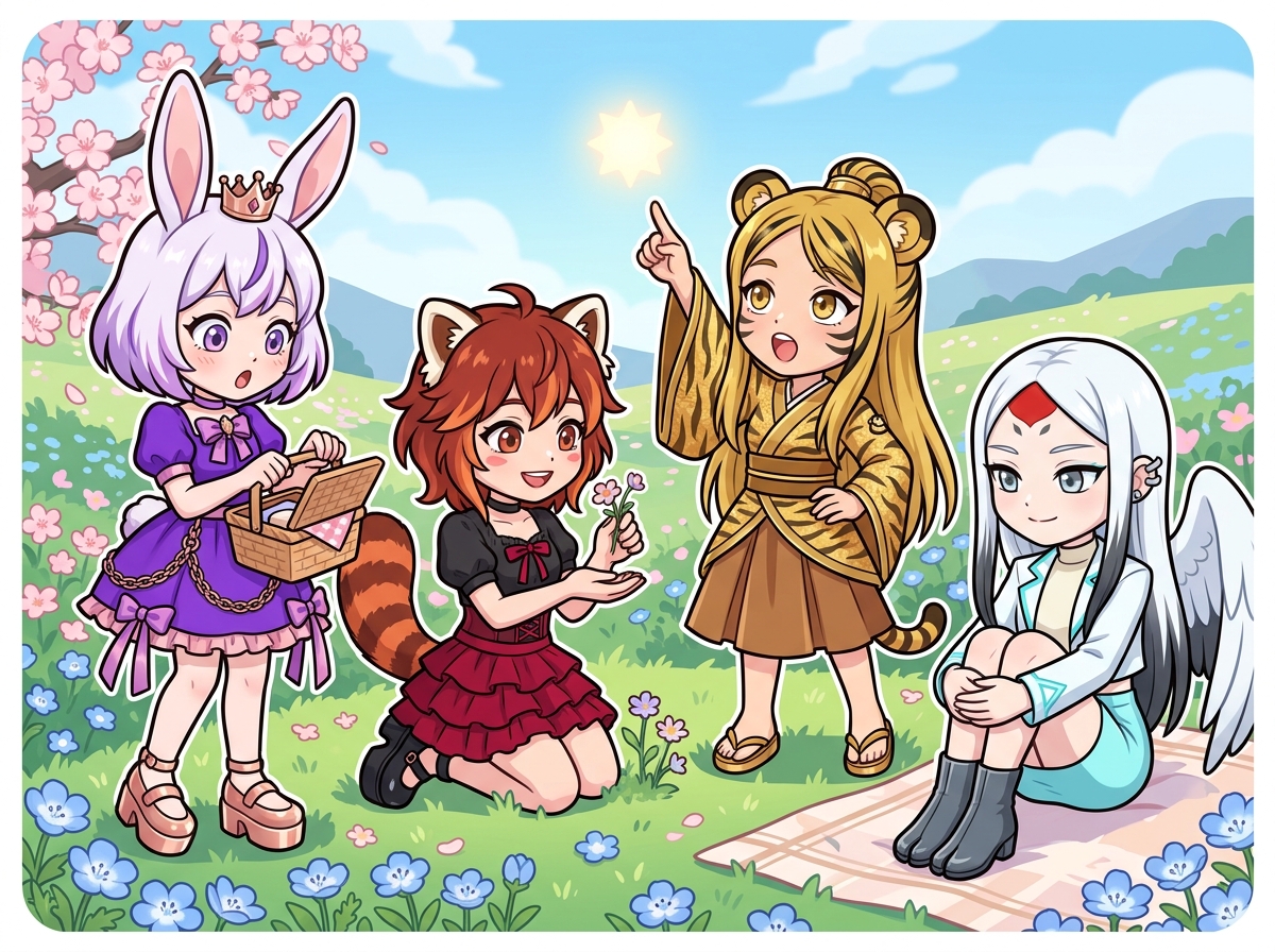 GW自然デートを楽しむキャラクターたち
