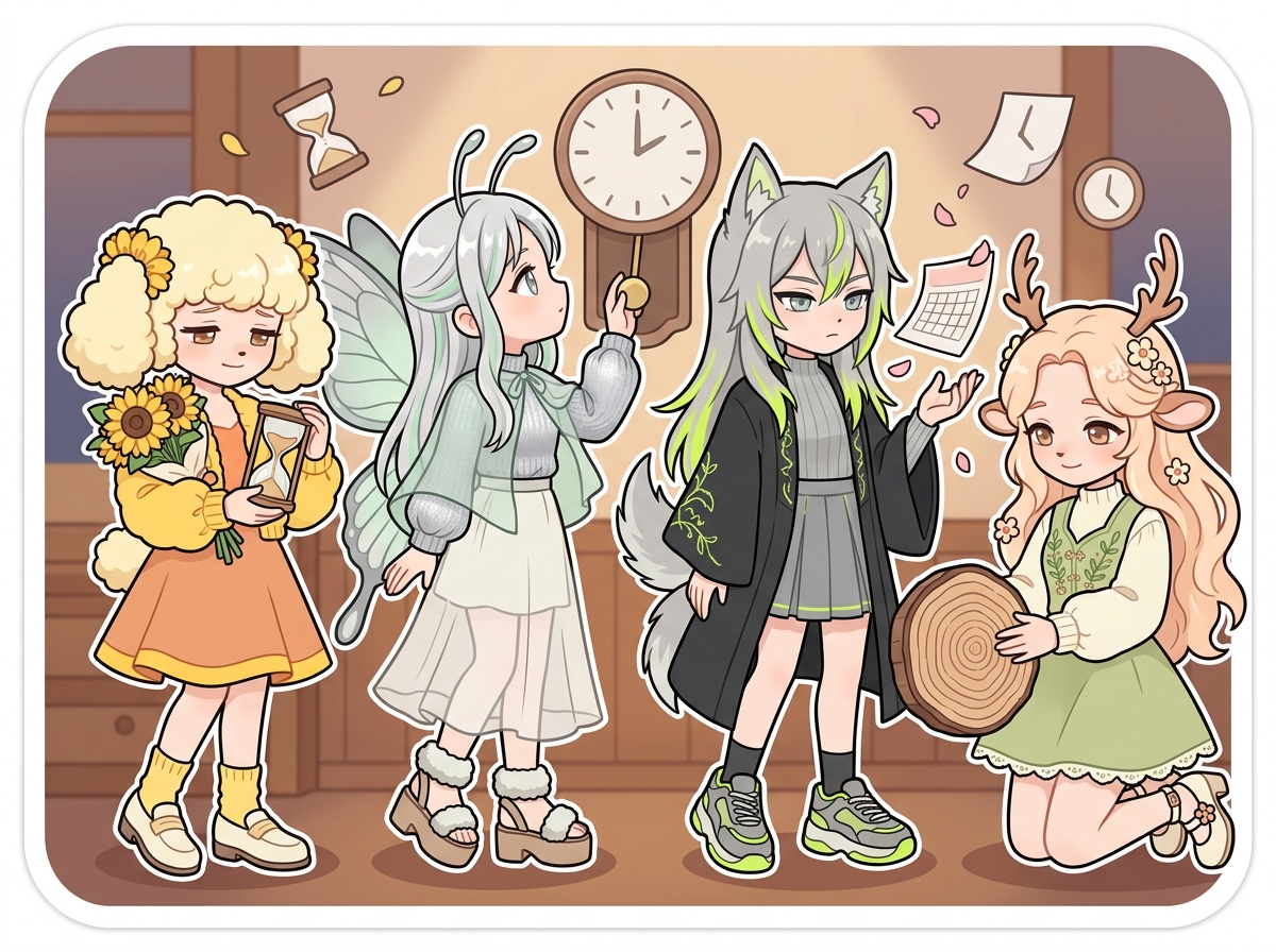 時の流れと夫婦の時期を見つめるキャラクターたち