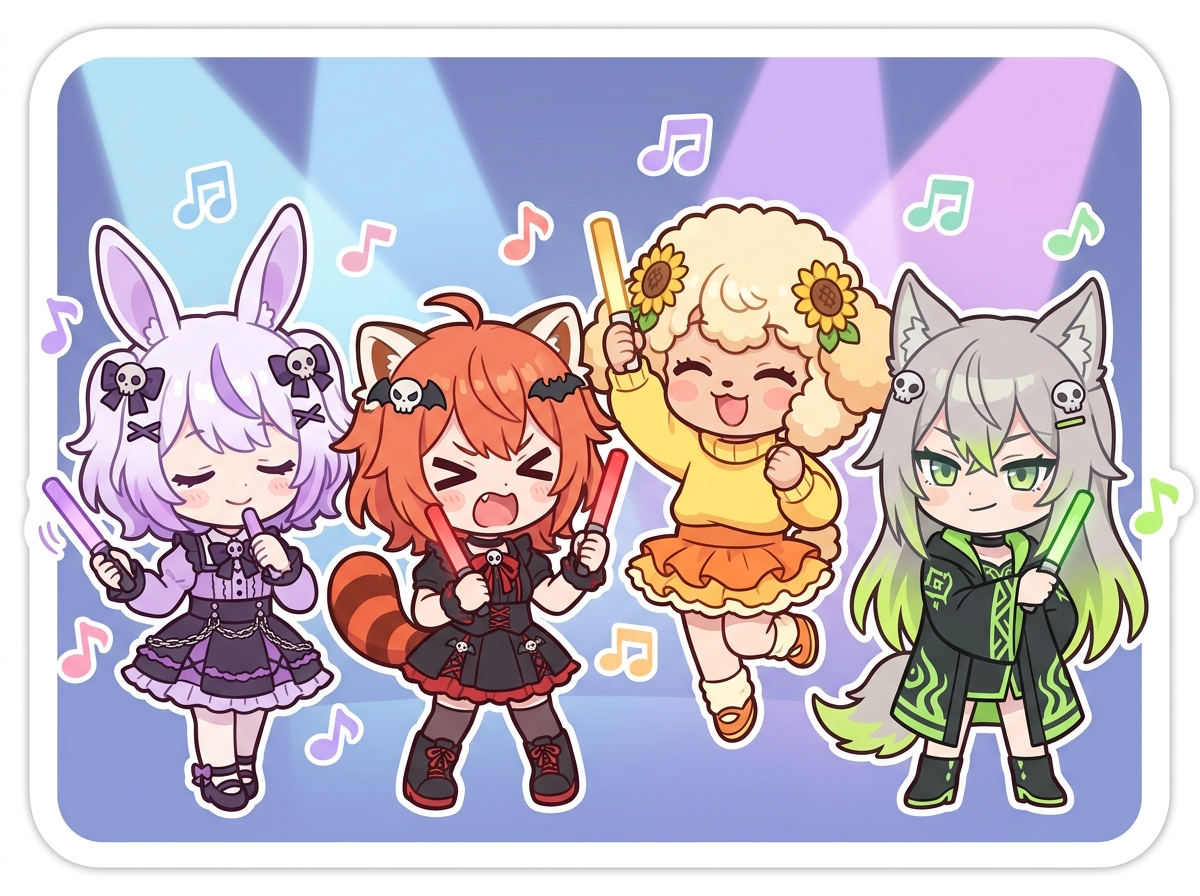 ライブデートを楽しむキャラクターたち