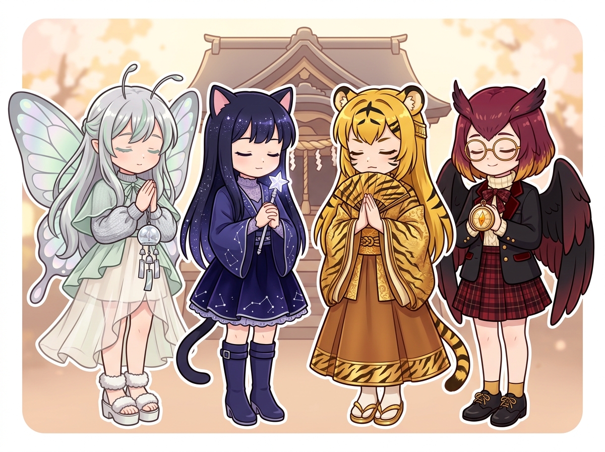 縁結びを願うキャラクターたち