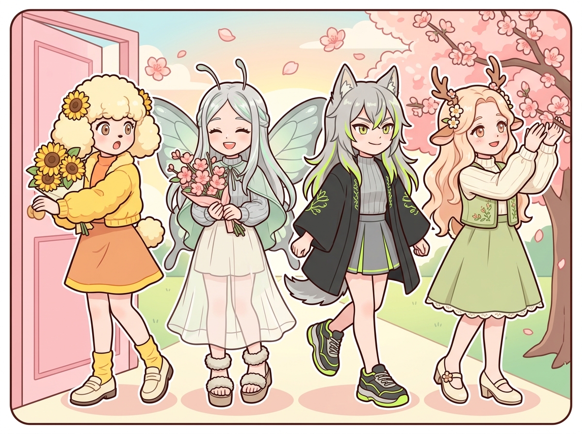 新しい一歩を踏み出すキャラクターたち