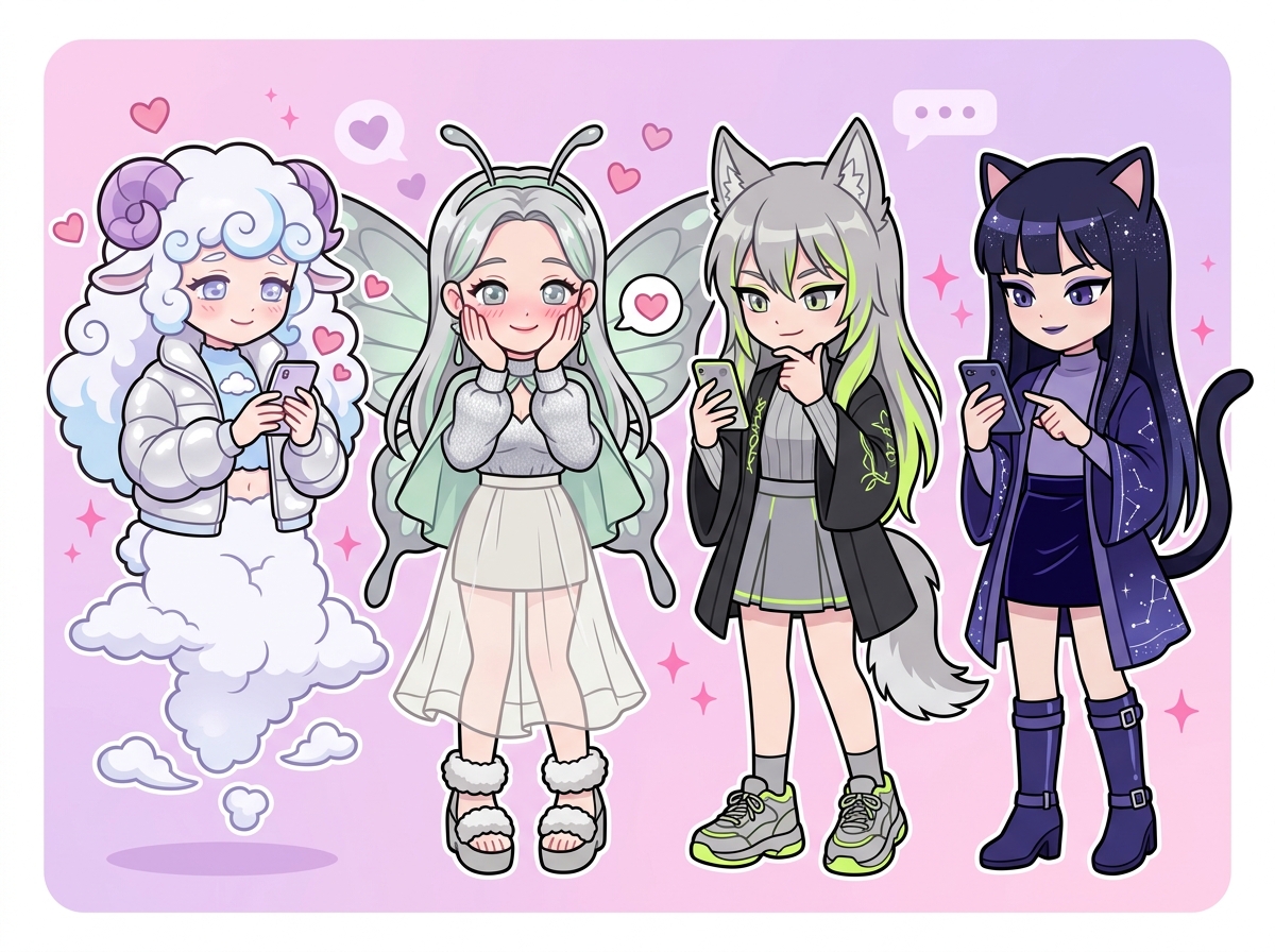 マッチングアプリを使うキャラクターたち
