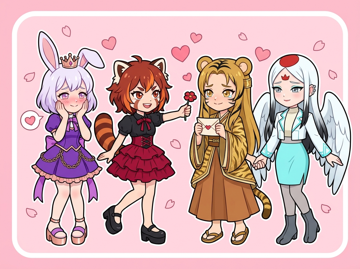日本式恋愛を表すキャラクターたち