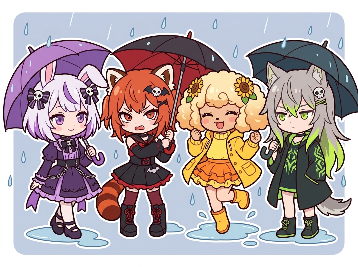 雨の日の恋愛について語る紫星命理キャラクターたち