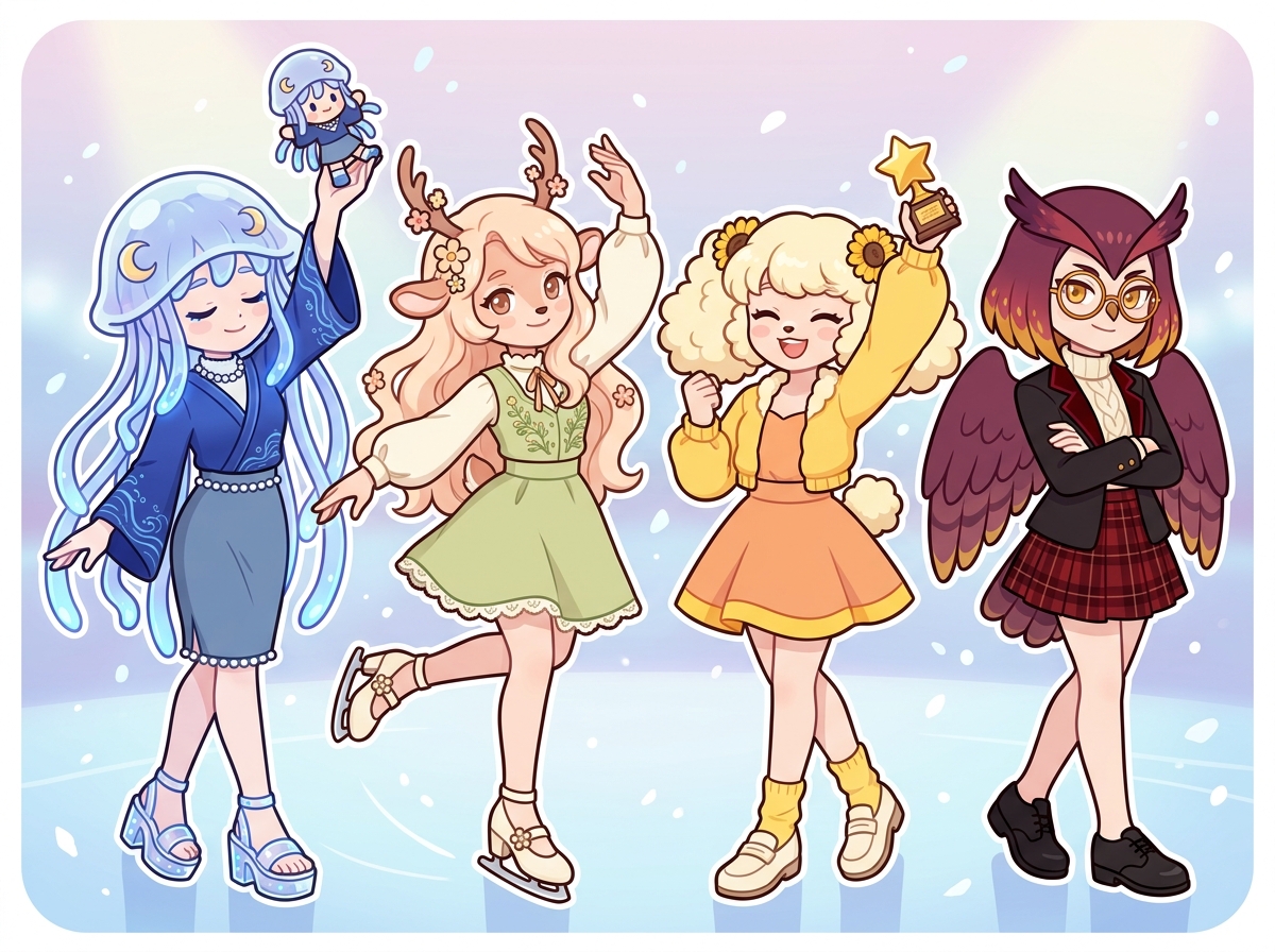 支え合うペアを表すキャラクターたち
