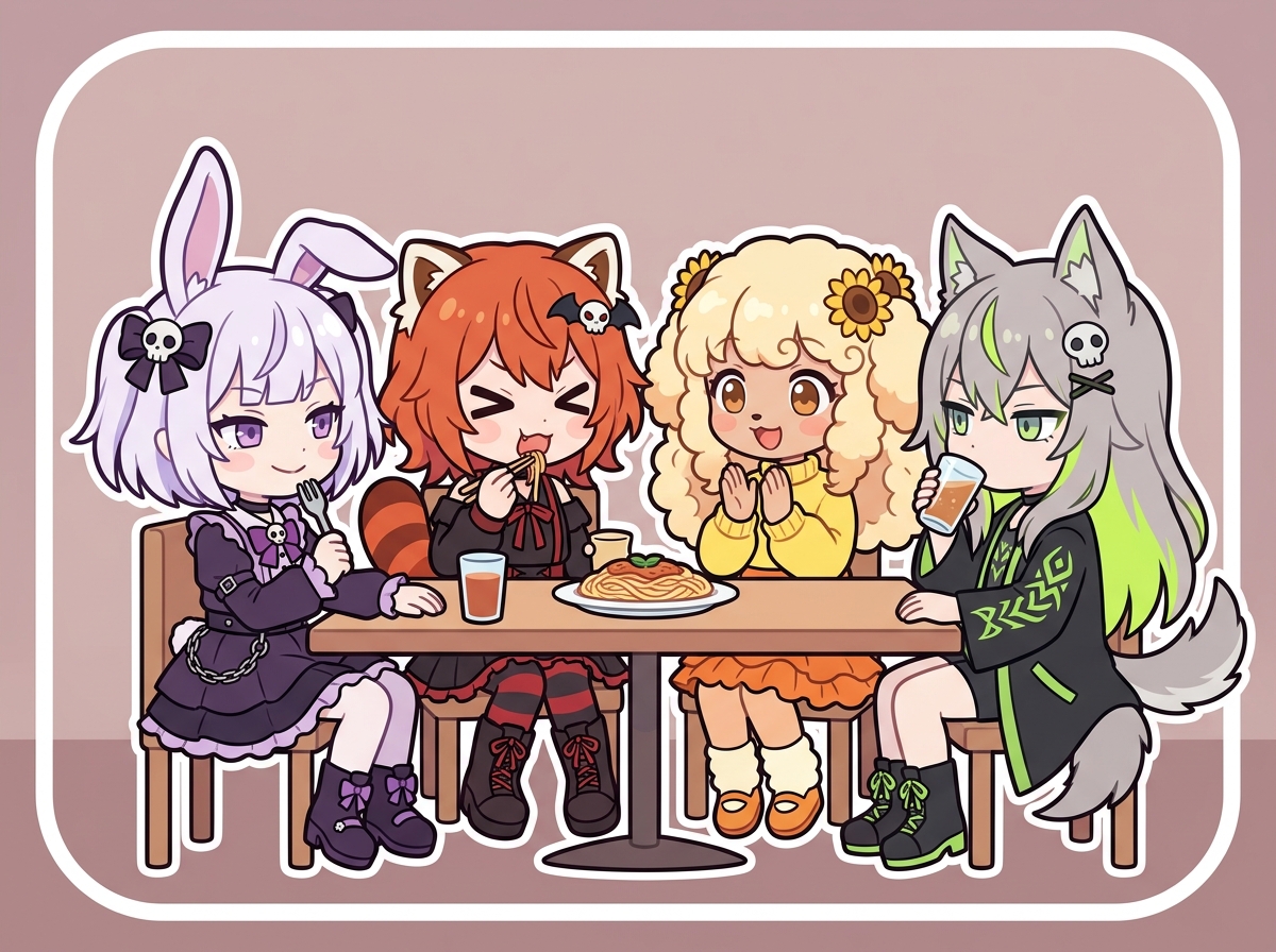 デートプランを考える紫星命理キャラクターたち