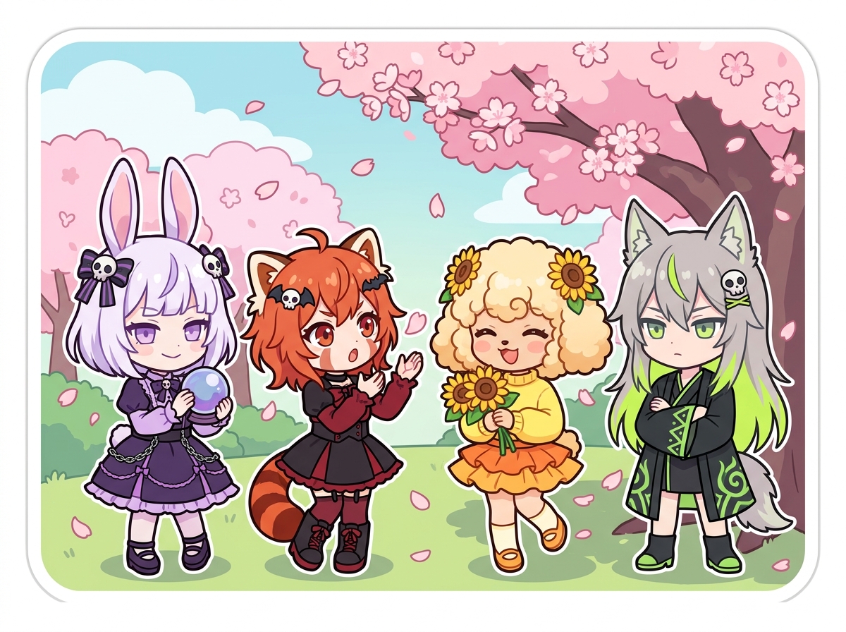 清明の春の恋愛運を語る紫星命理キャラクターたち