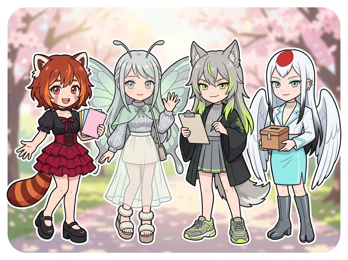 社会参加する4人のキャラクターたち