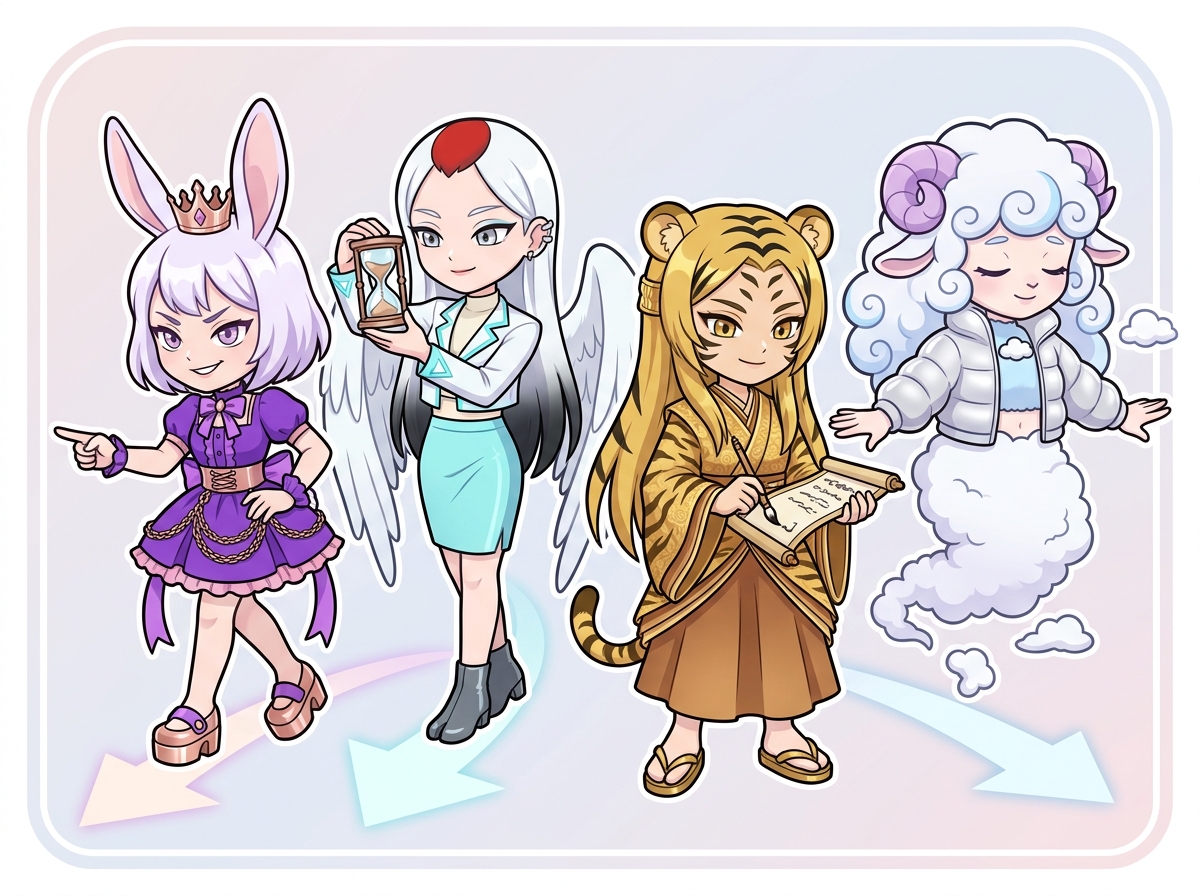 決断するキャラクターたち