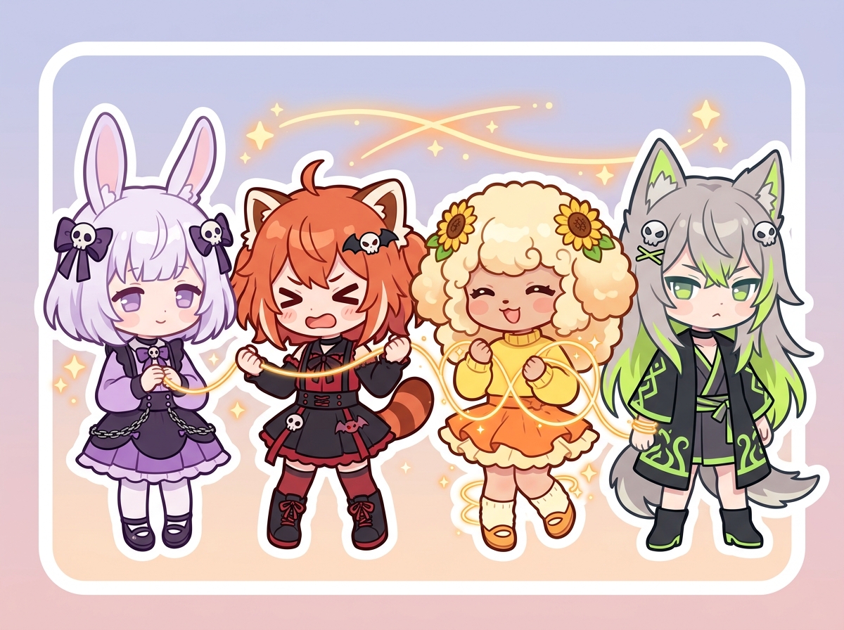 絆の星について語る紫星命理キャラクターたち